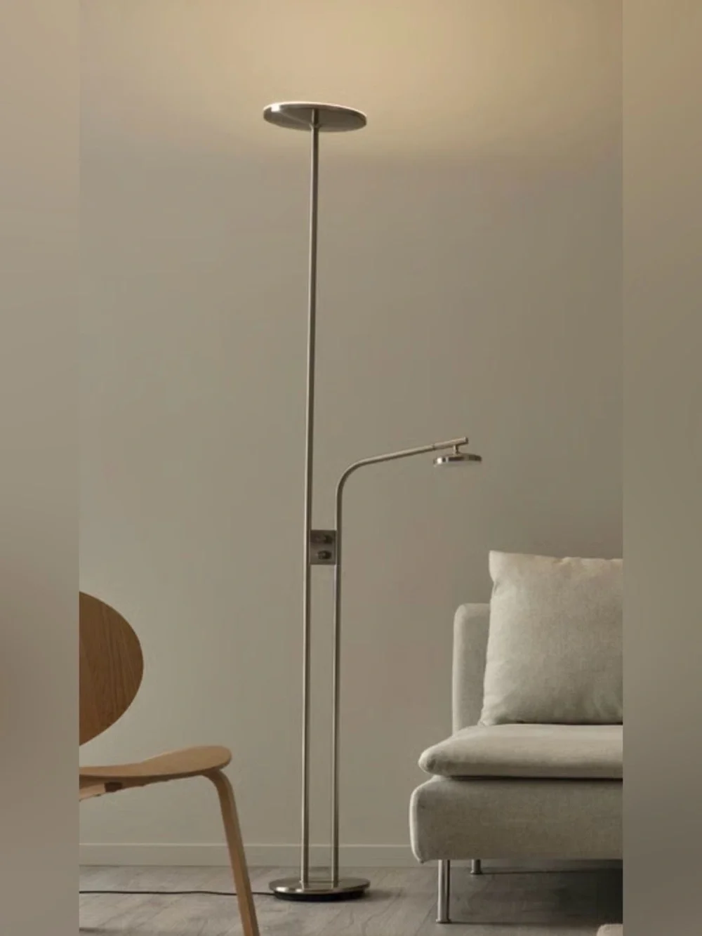 NWT LED floor uplighter/reading lamp, dimmable/nickel plated, 71 